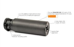 Tlumič hluku Ase Utra DUAL556-S-BL - krátký, .223/5.56, černý Cerakote
