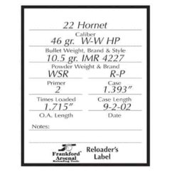 FRA-202364   Self-Adhesive Labels for Recording Important Reloading Information