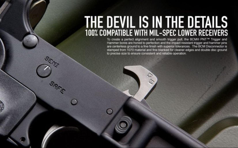 Spoušťový mechanismus BCM GUNFIGHTER PNT (Polished, Nickel, Teflon) pro AR-15