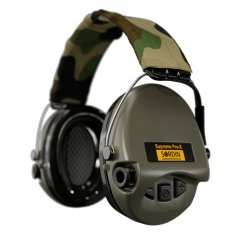 Sordin střelecká sluchátka Supreme Pro-X - zelené mušle, camo látka,  PVC náušníky