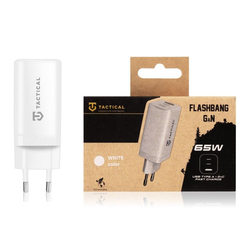Tactical nabíjecí zdroj FlashBang GaN 65W - bílý