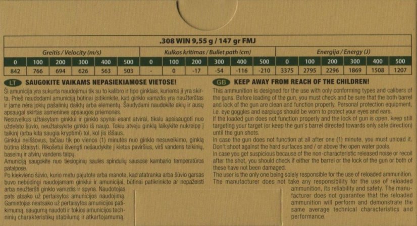GGG 308 WIN - 147grn FMJ