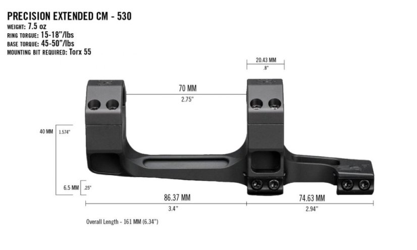 Precision tactical mount Vortex Cantilever 30 mm 0MOA